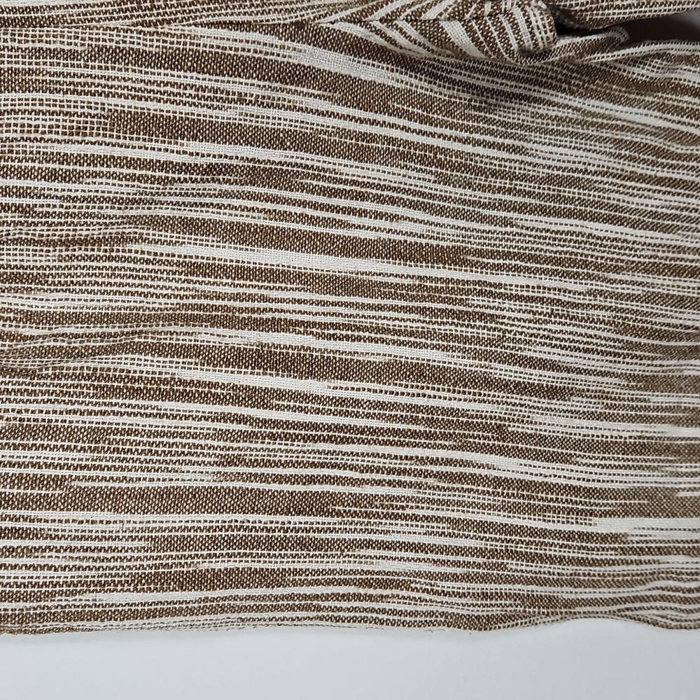 Free People Marta Yarn Dye Trousers White Tan Size 2 100% Cotton - Picture 4 of 13